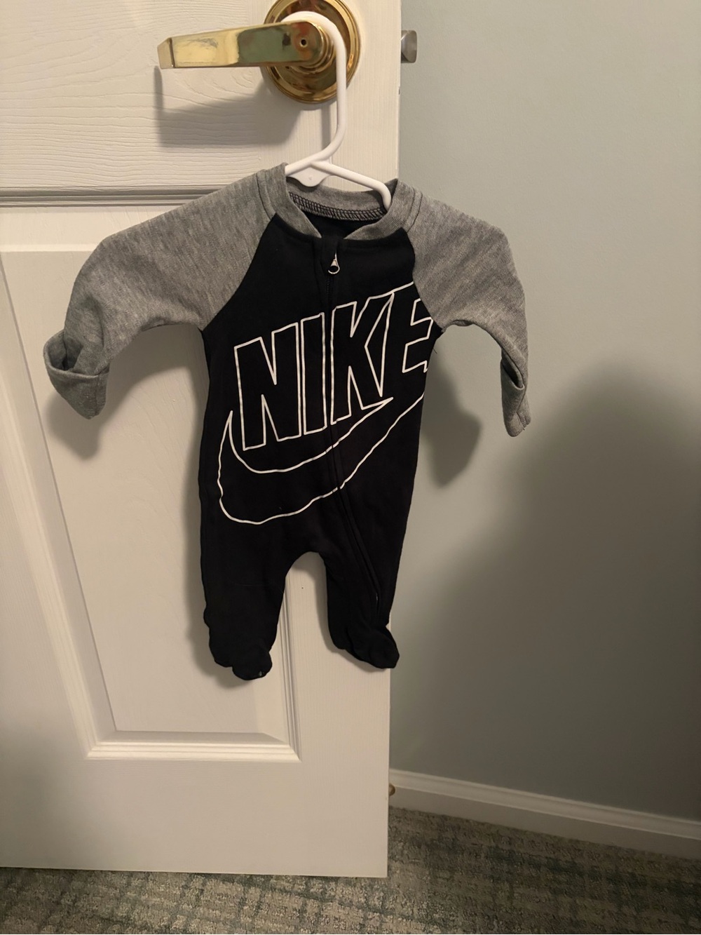 Nike Black and Gray Infant Footed One-Piece with Front Zip